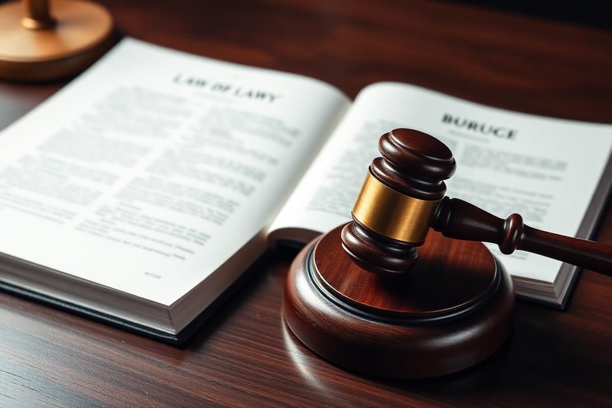 Gavel on legal book